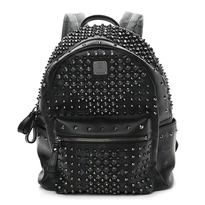 MCM Visetos Swarovski Studded Small Diamond Backpack Black 1 of 10