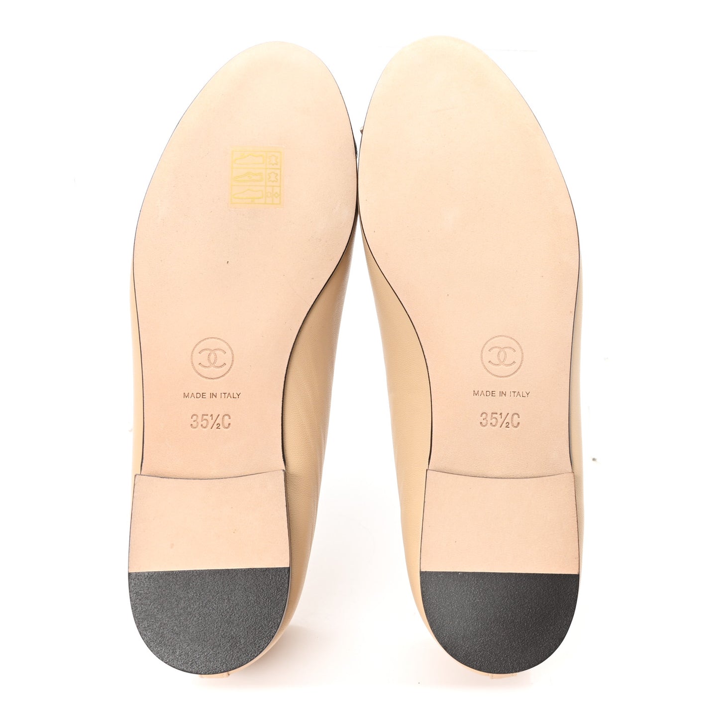 Lambskin Cap Toe CC Ballerina Flats 35.5 Beige Black