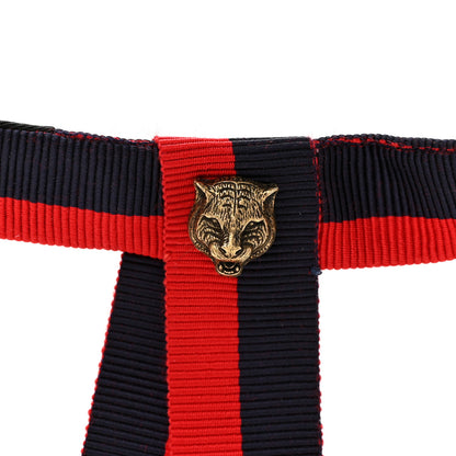Gucci Grosgrain Web Feline Neck Bow Blue Red 4 of 5