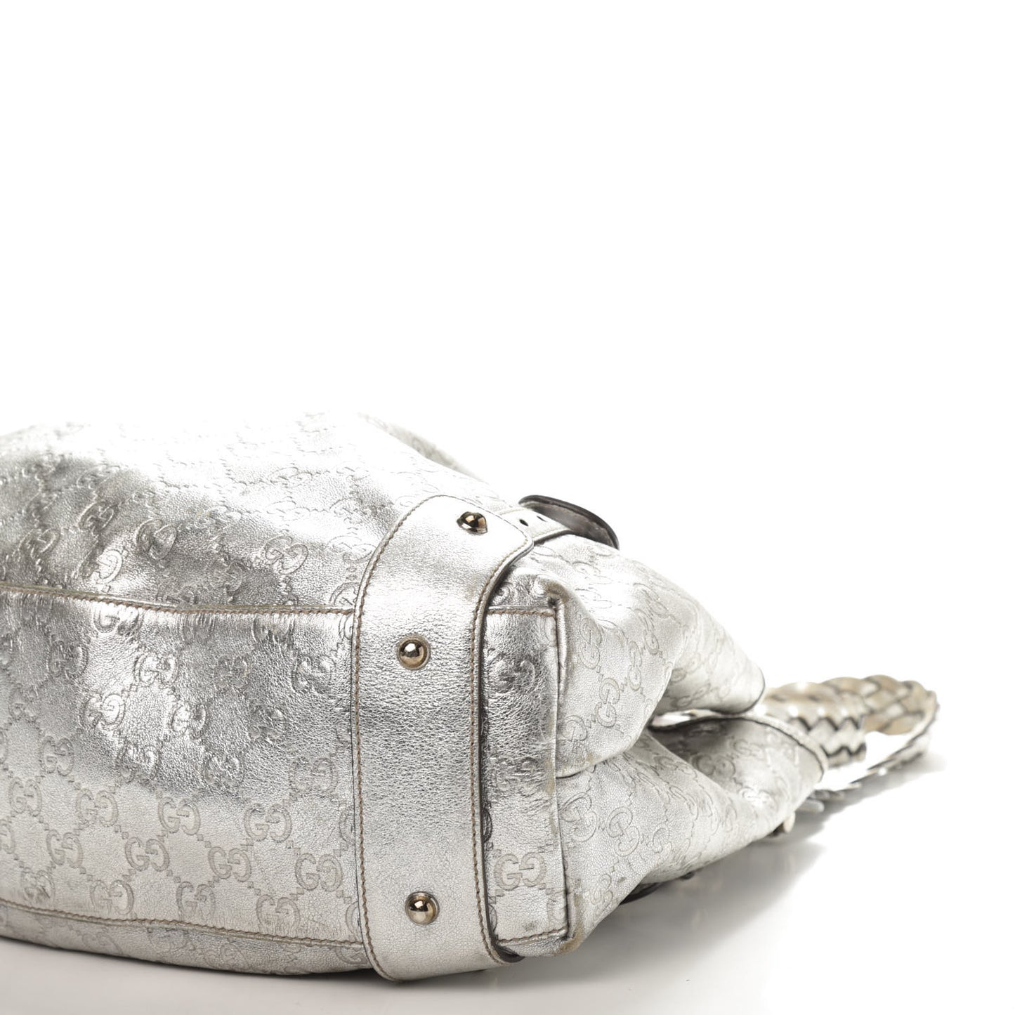 Metallic Guccissima Medium Pelham Shoulder Bag Silver