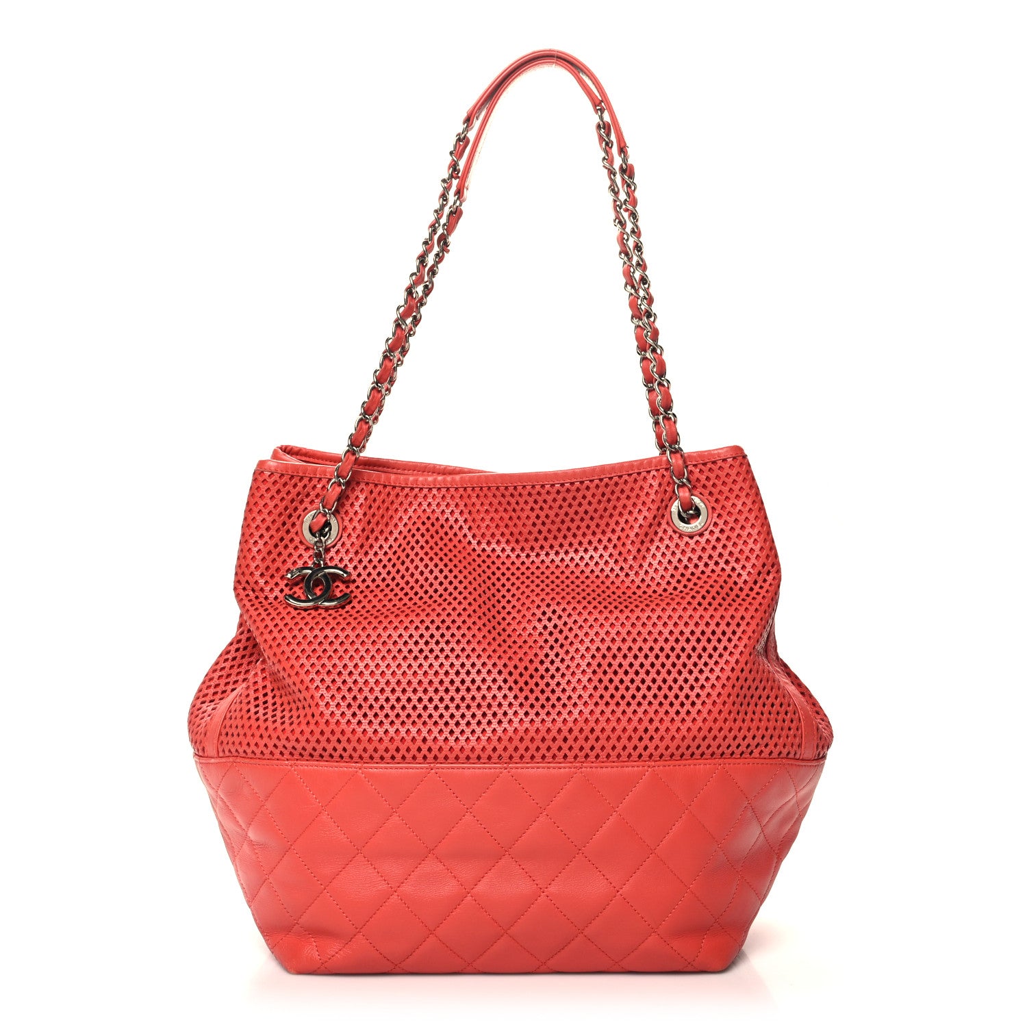 Chanel Calfskin Perforated Up In The Air North South Tote Red 1 of 14