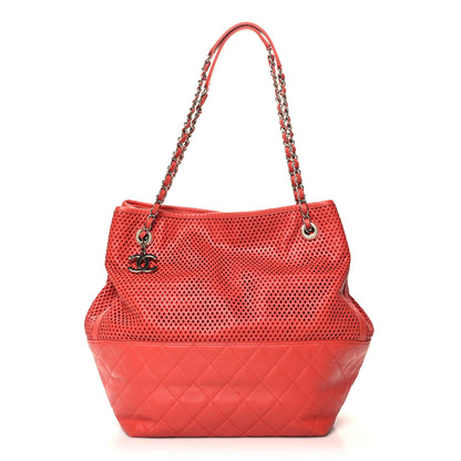Chanel Calfskin Perforated Up In The Air North South Tote Red 1 of 14