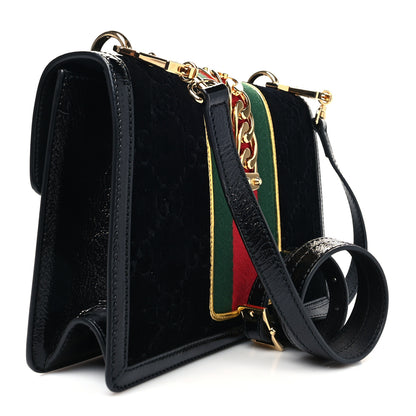 Gucci Velvet GG Monogram Small Sylvie Shoulder Bag Black 2 of 9