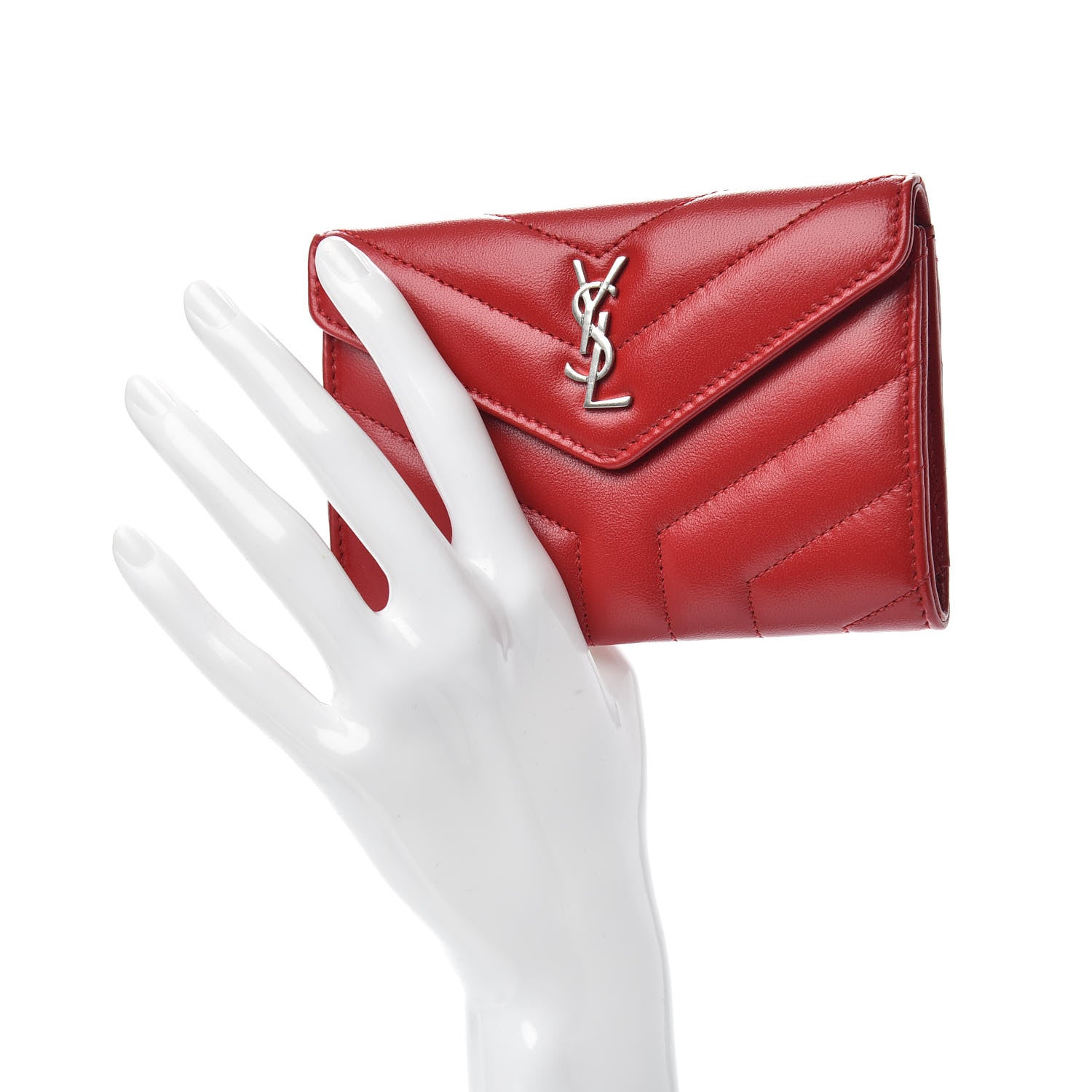 Saint Laurent Calfskin Y Quilted Monogram Small Loulou Envelope Wallet 3 of 7
