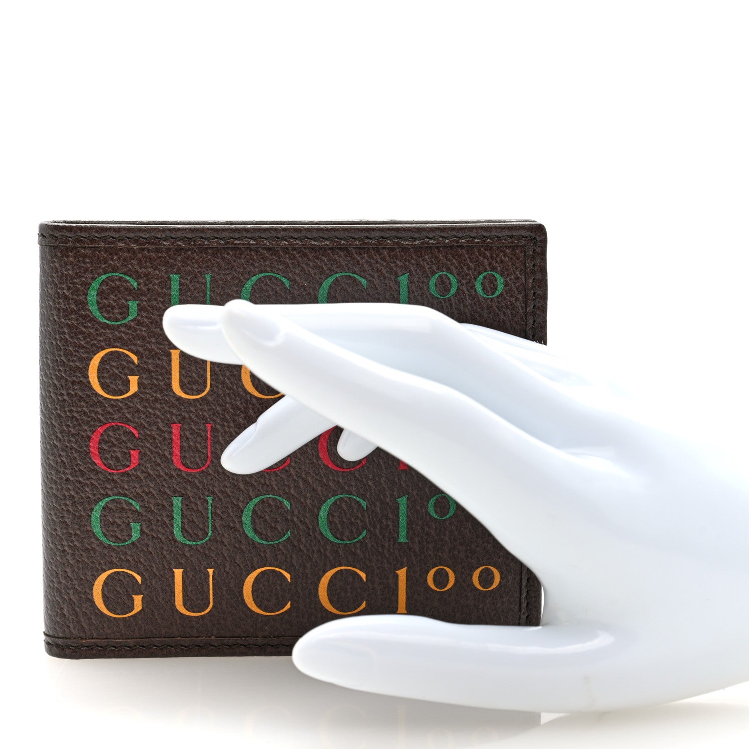Gucci Textured Dollar Calfskin Gucci 100 Centennial Music Wallet New Acero New Shamarock Crop Hibiscus Red 2 of 6