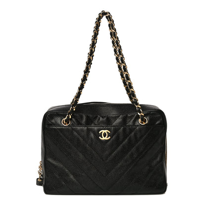 Chanel Caviar Chevron Quilted Camera Case Black 1 of 13