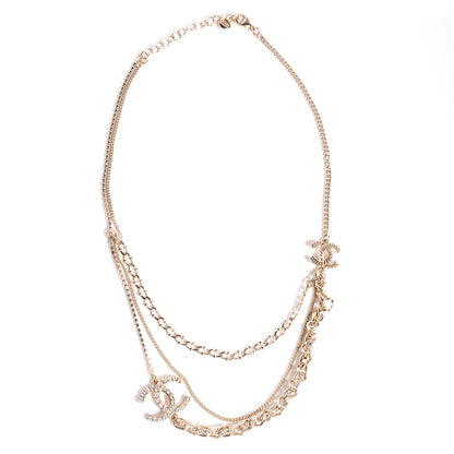 Chanel Crystal CC Multi Strand Necklace Gold 1 of 6