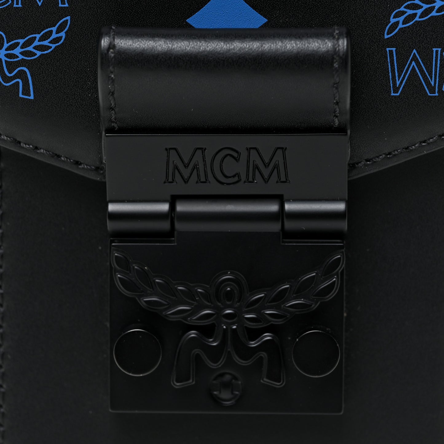 Calfskin Color Splash Phone Case Crossbody Black Vallarta Blue