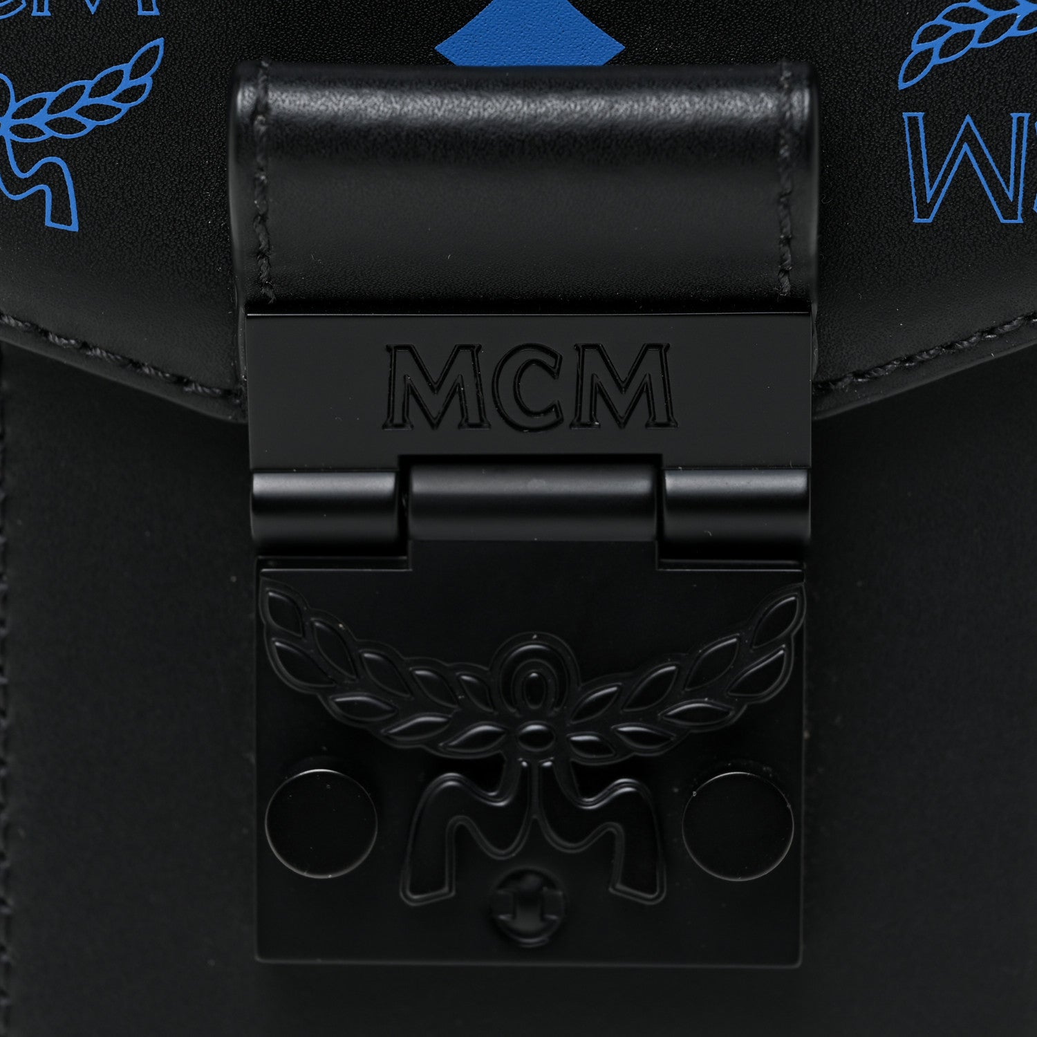 MCM Calfskin Color Splash Phone Case Crossbody Black Vallarta Blue 10 of 15