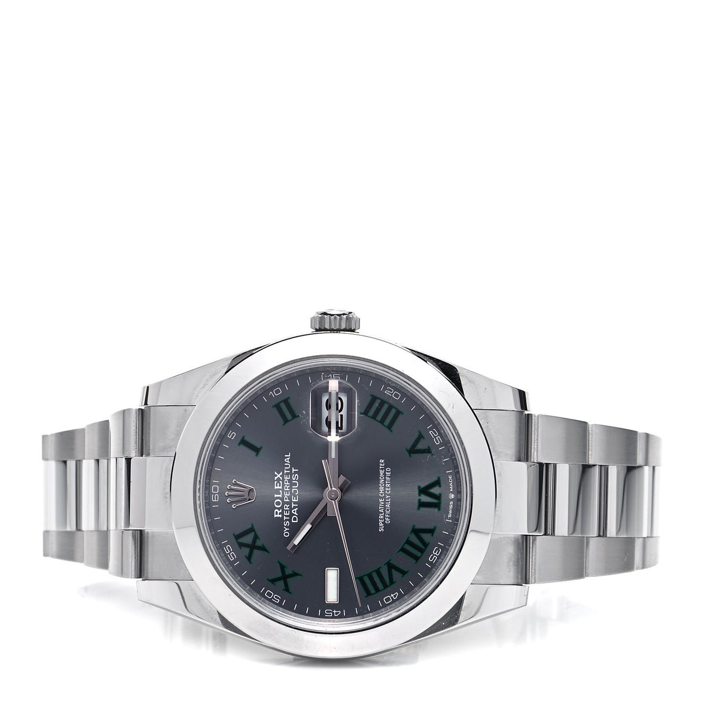 Stainless Steel 41mm Oyster Perpetual Wimbledon Datejust Watch Slate 126300