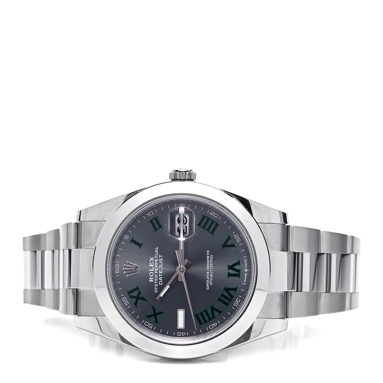 Rolex Stainless Steel 41mm Oyster Perpetual Wimbledon Datejust Watch Slate 126300 2 of 4