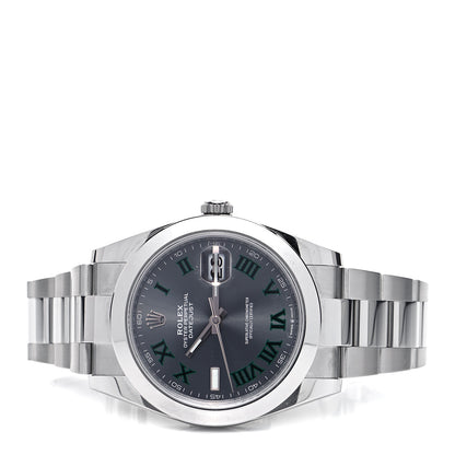 Rolex Stainless Steel 41mm Oyster Perpetual Wimbledon Datejust Watch Slate 126300 2 of 4