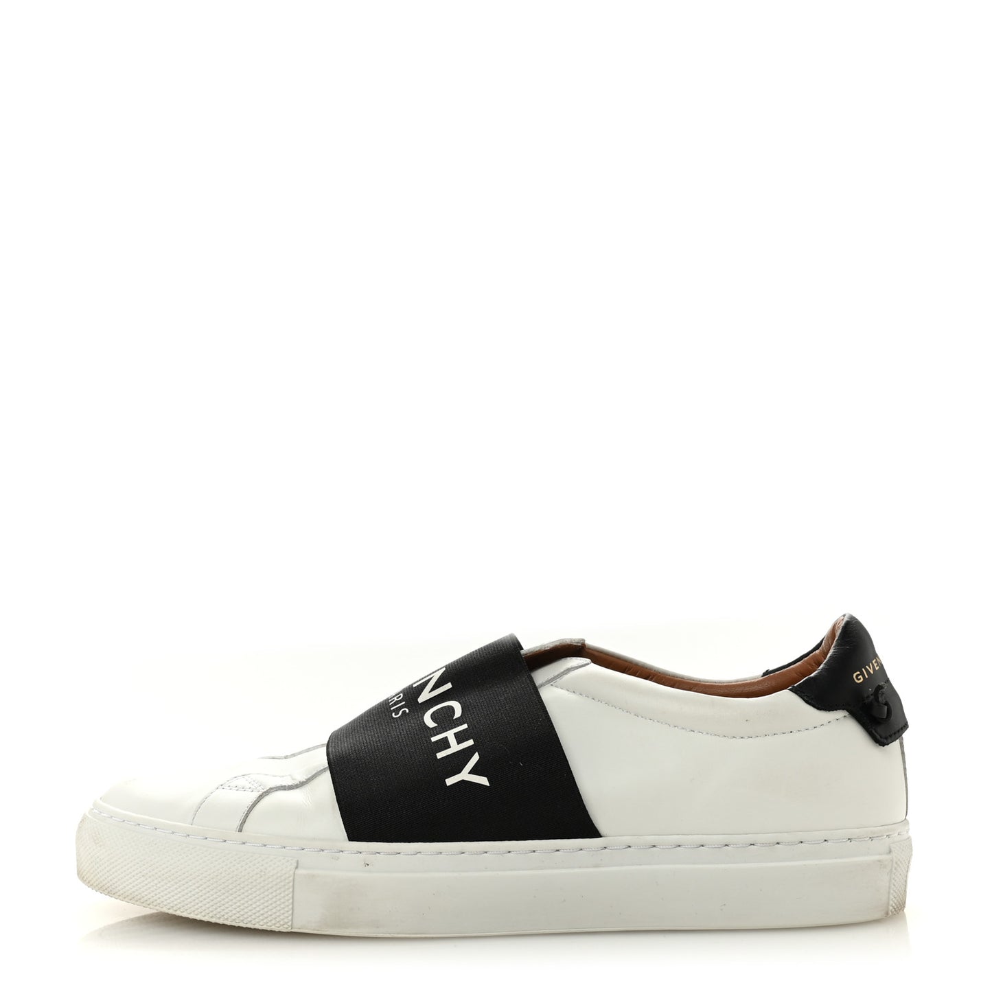 Calfskin Band Logo Womens City Sport Sneakers 38.5 White Black