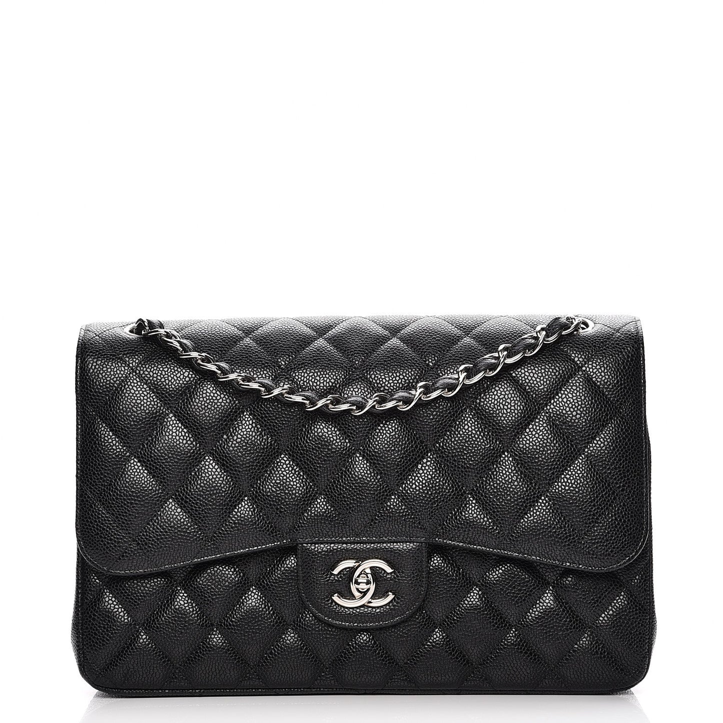 Caviar Quilted Jumbo Double Flap Black
