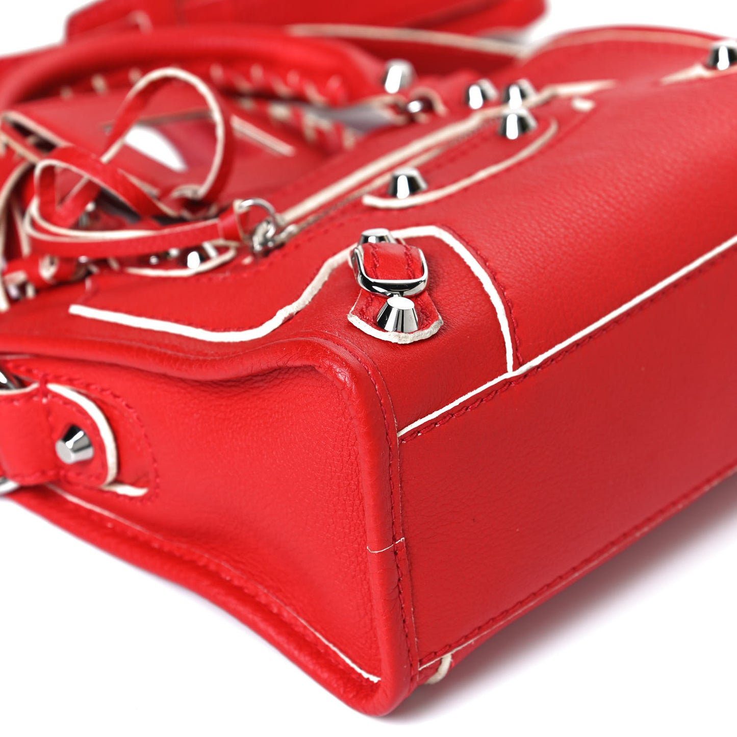 Supple Grained Calfskin Classic Silver Hardware Highlight Mini City Rouge Fraise