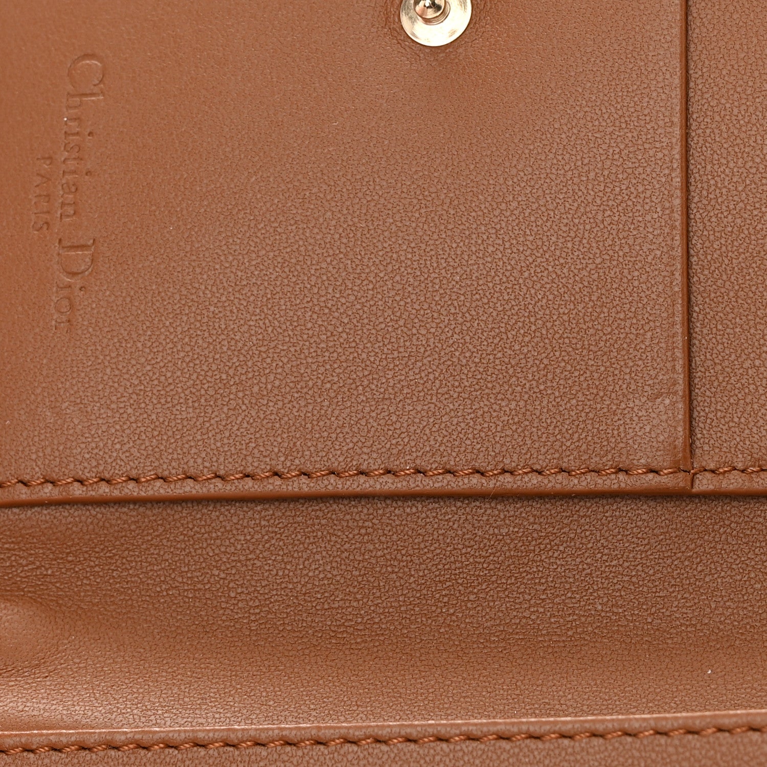 Christian Dior Calfskin Cannage Small Lady Dior Flap Card Holder Golden Saddle 9 of 10