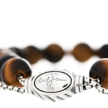 David Yurman Sterling Silver Tiger's Eye 8mm Spiritual Beads Adjustable Bracelet 3 of 3