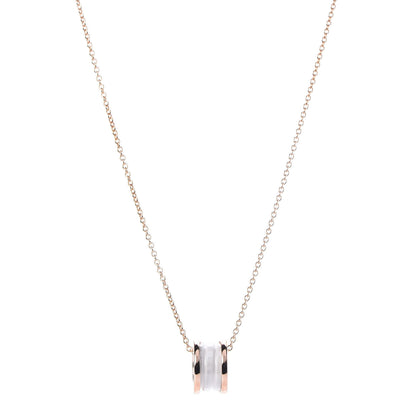 Bulgari 18K Rose Gold White Ceramic B.Zero1 Pendant Necklace 1 of 7