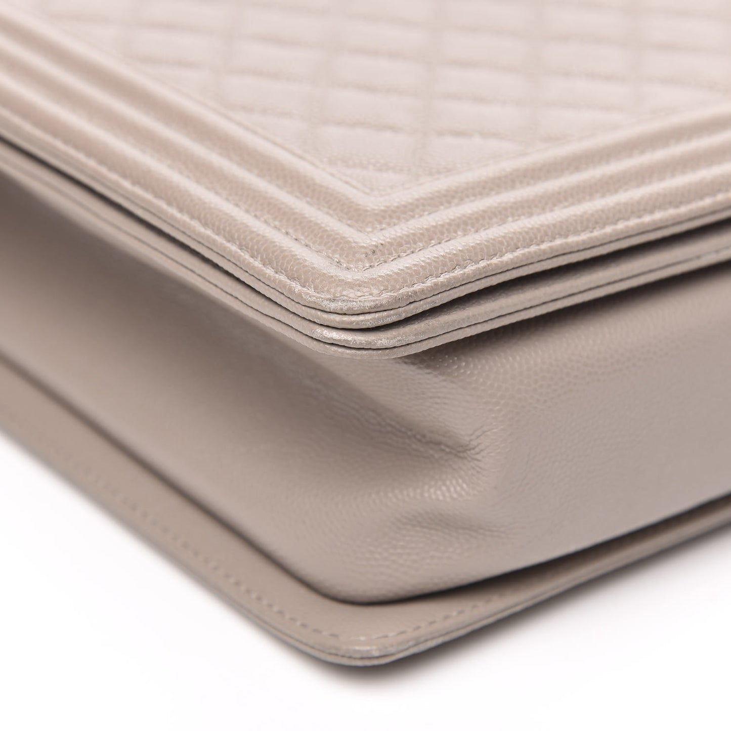 Caviar Quilted Large Boy Flap Beige