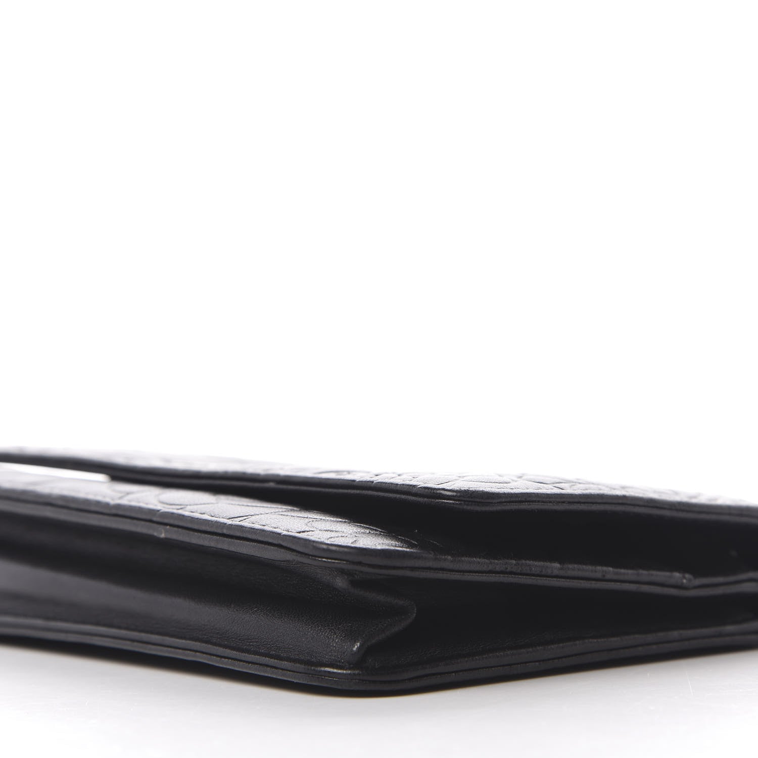 Chanel Lambskin Camellia Embossed Wallet on Chain WOC Black 7 of 10