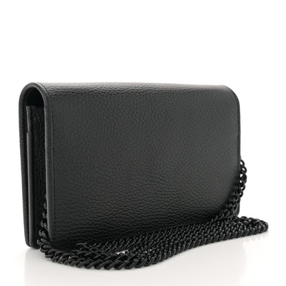 Gucci Dollar Calfskin Enamel Monochrome Mini GG Marmont Chain Wallet Black 3 of 9