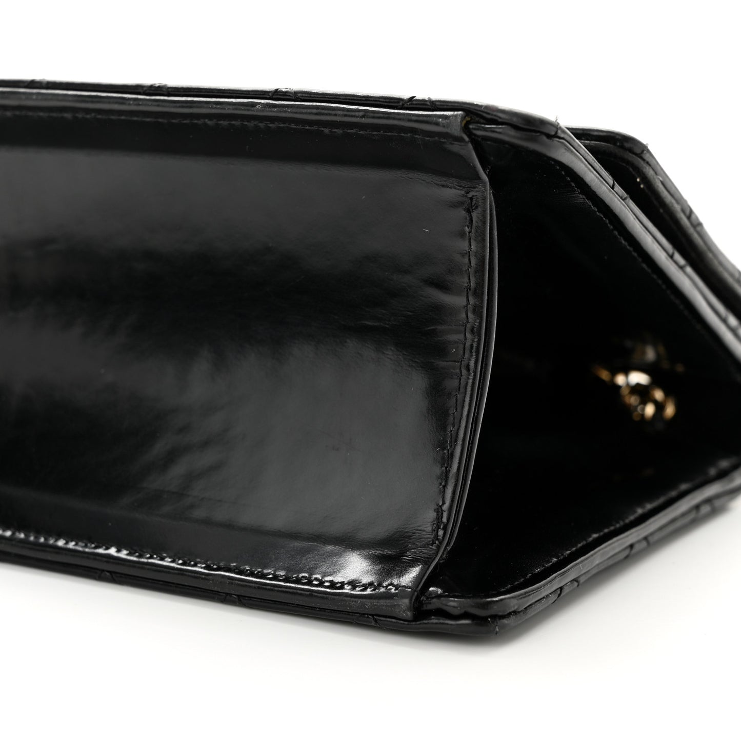 Patent Quilted Medium Single Flap Black