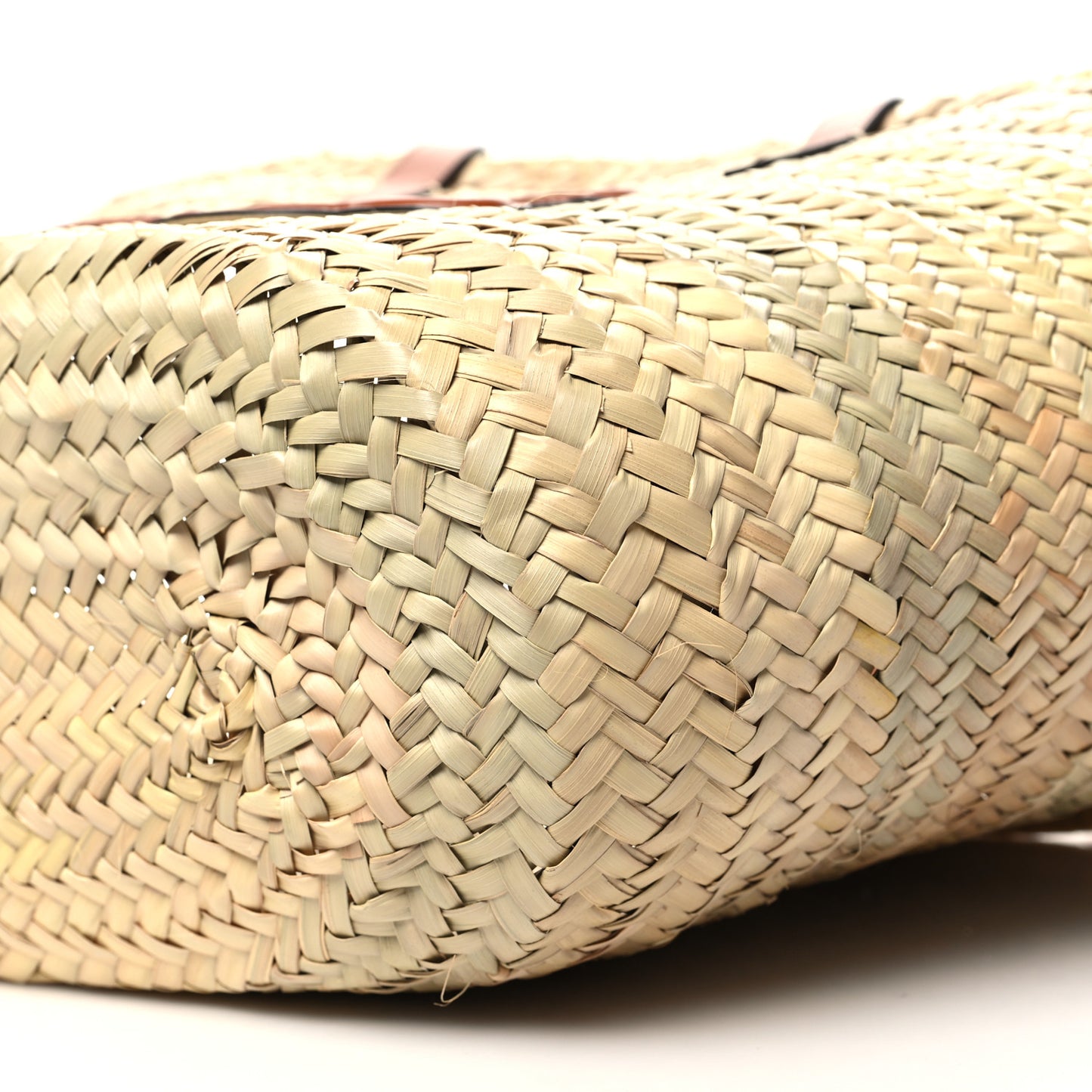 Raffia Calfskin Triomphe Medium Panier Tan