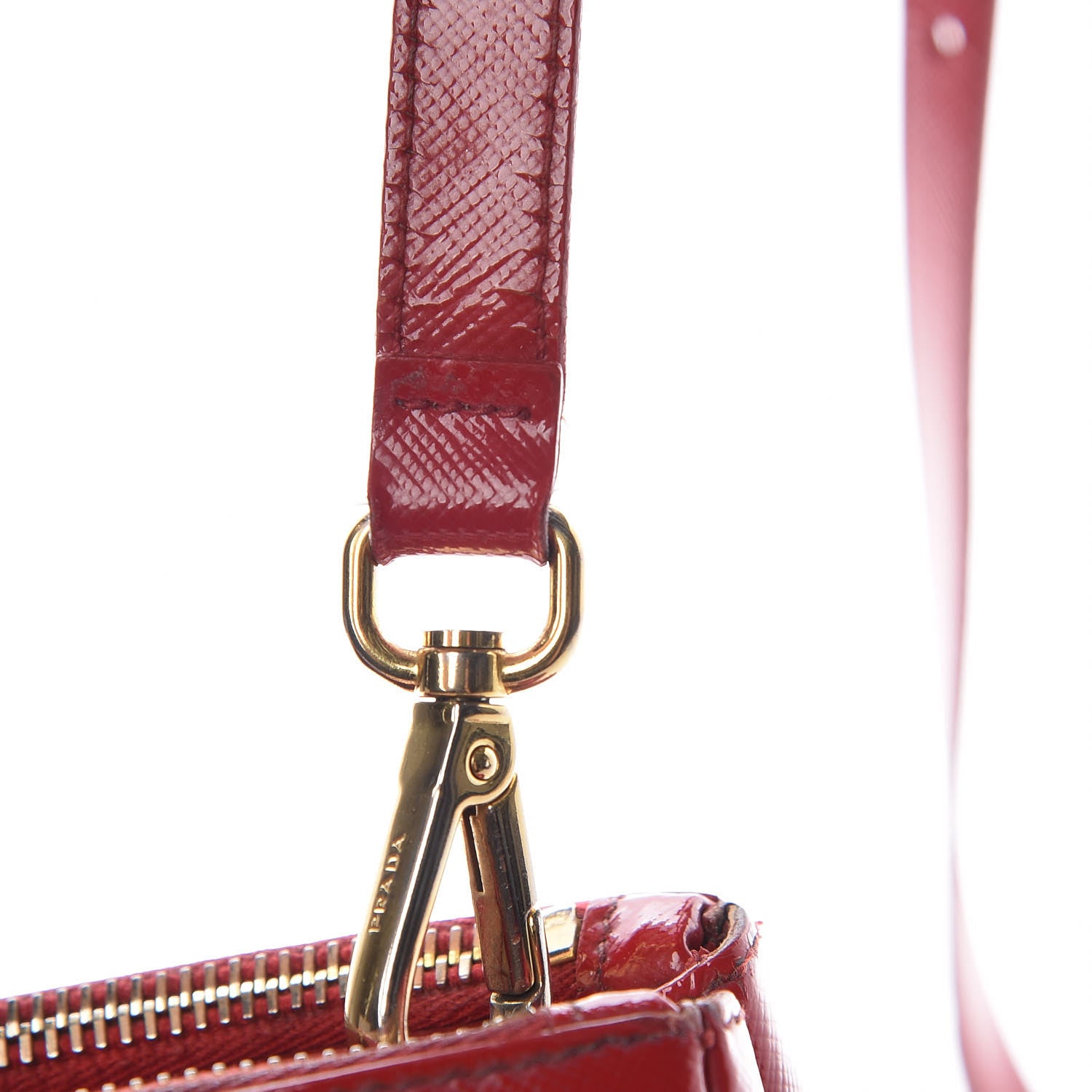 Prada Saffiano Vernice Small Galleria Double Zip Rosso 22 of 25