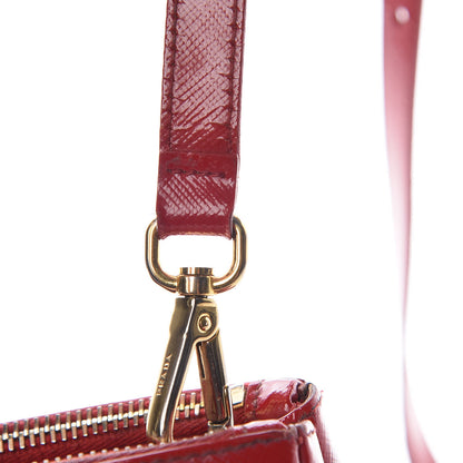 Prada Saffiano Vernice Small Galleria Double Zip Rosso 22 of 25