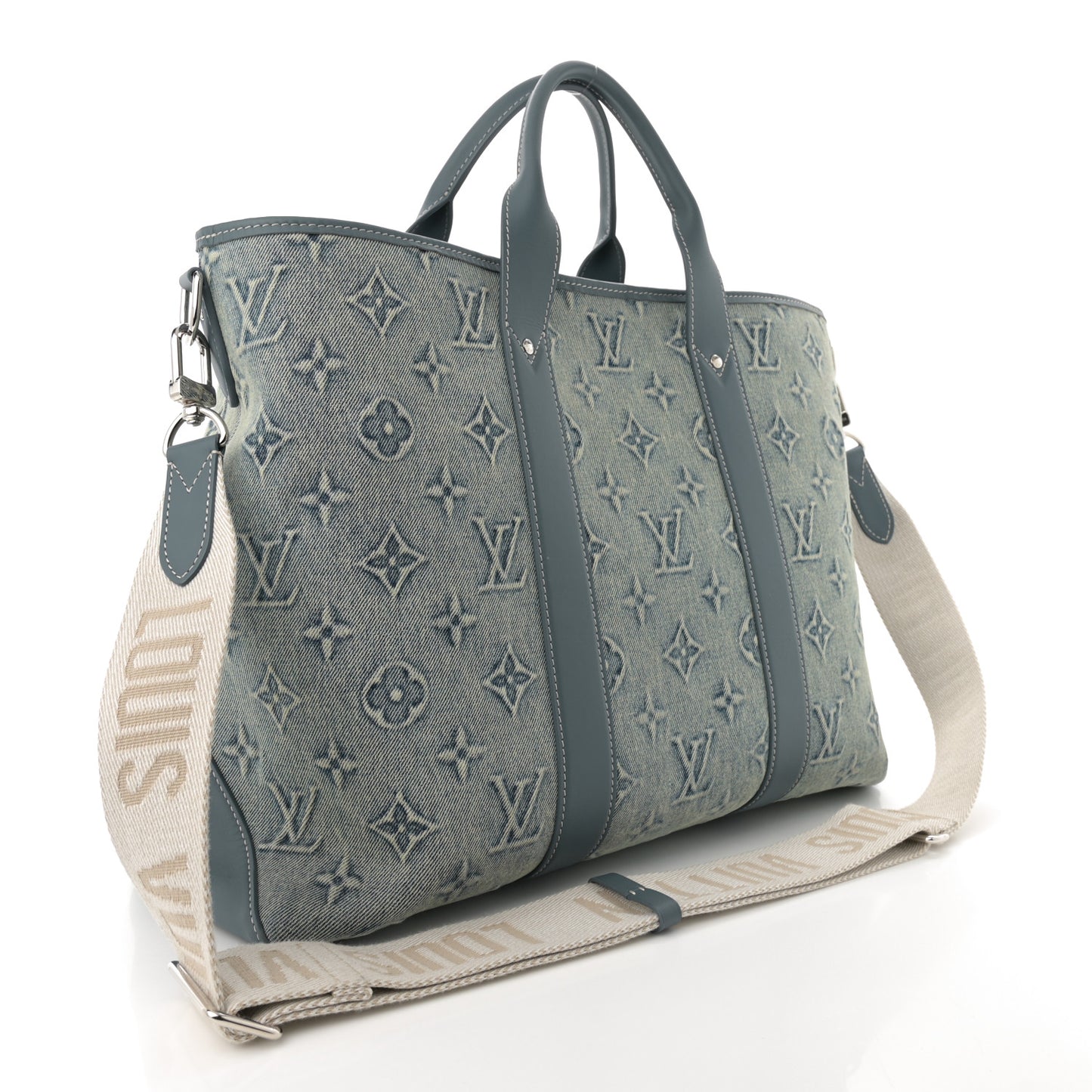 Monogram Washed Denim Weekend Tote NM Blue