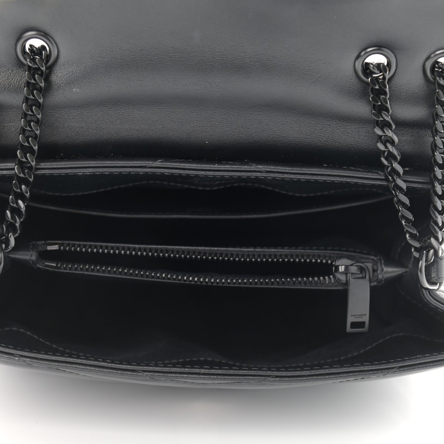 Calfskin Y Quilted Monogram Small Loulou Chain Satchel Black