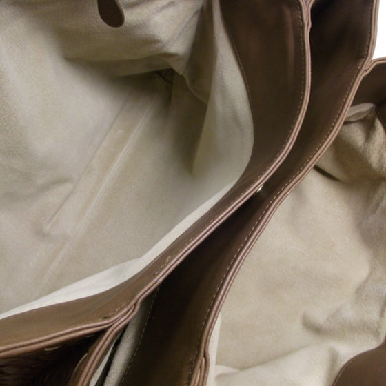 Leather Intrecciato Roma Tote Brown