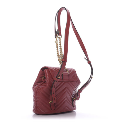 Gucci Calfskin Matelasse GG Marmont Flap Backpack Hibiscus Red 2 of 9