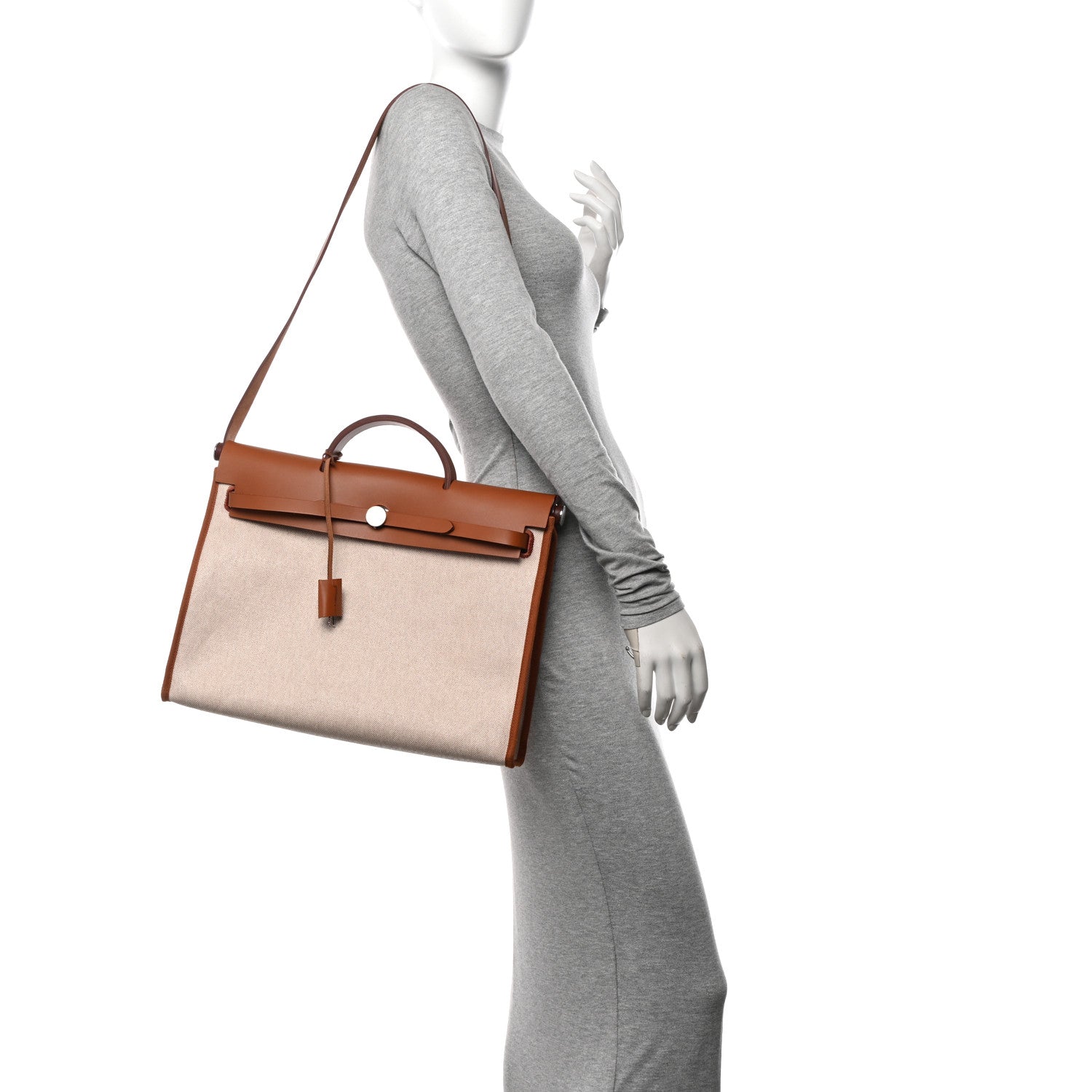Hermes Vache Hunter Criss Viking Herbag Messenger 39 Ecru Beige Fauve 2 of 12