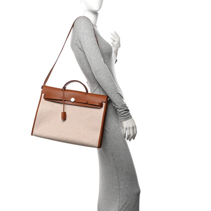 Hermes Vache Hunter Criss Viking Herbag Messenger 39 Ecru Beige Fauve 2 of 12