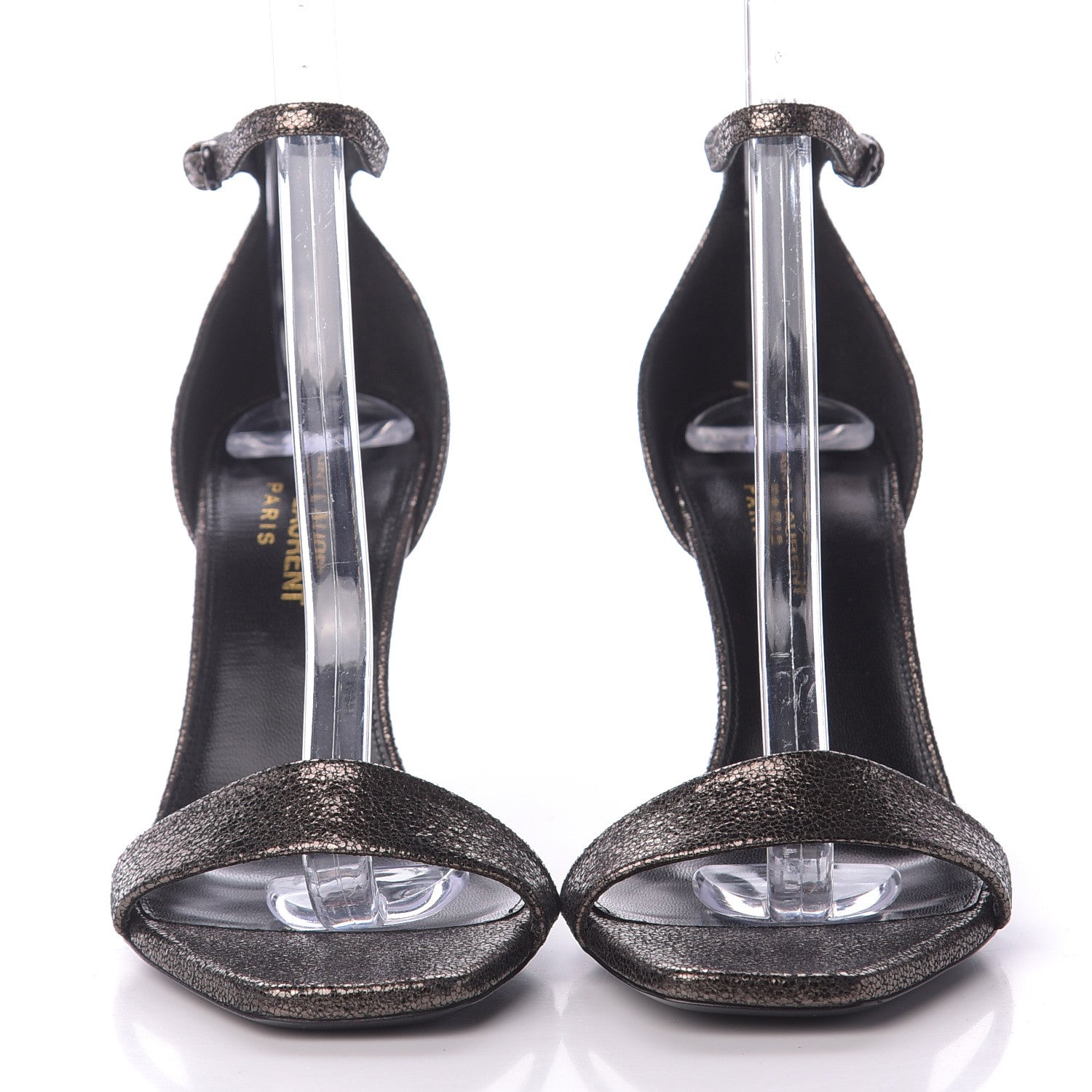 Saint Laurent Evora Amber 85 Astrap Sandals 36.5 Gunmetal 2 of 9