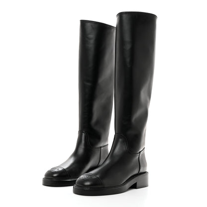Chanel Calfskin Cap Toe High Boots 36 Black 3 of 9