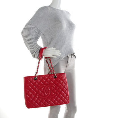 Chanel Caviar Quilted Grand Shopping Tote GST Red 2 of 8