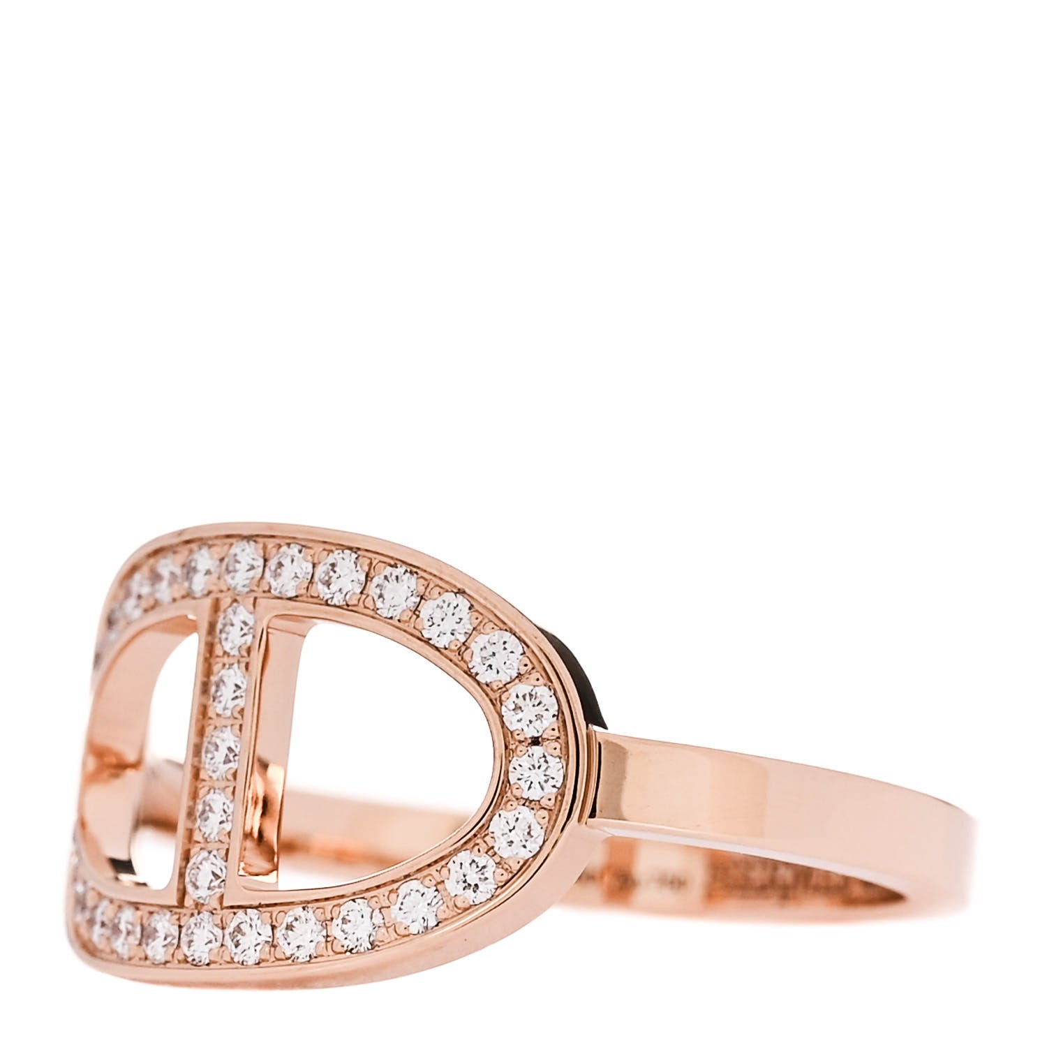 Hermes 18K Rose Gold Diamond MM Chaine d'Ancre Contour Ring 52 6 3 of 6
