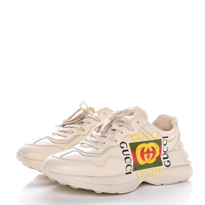 Gucci Calfskin Interlocking G Logo Mens Rhyton Sneakers 8 Ivory 3 of 10