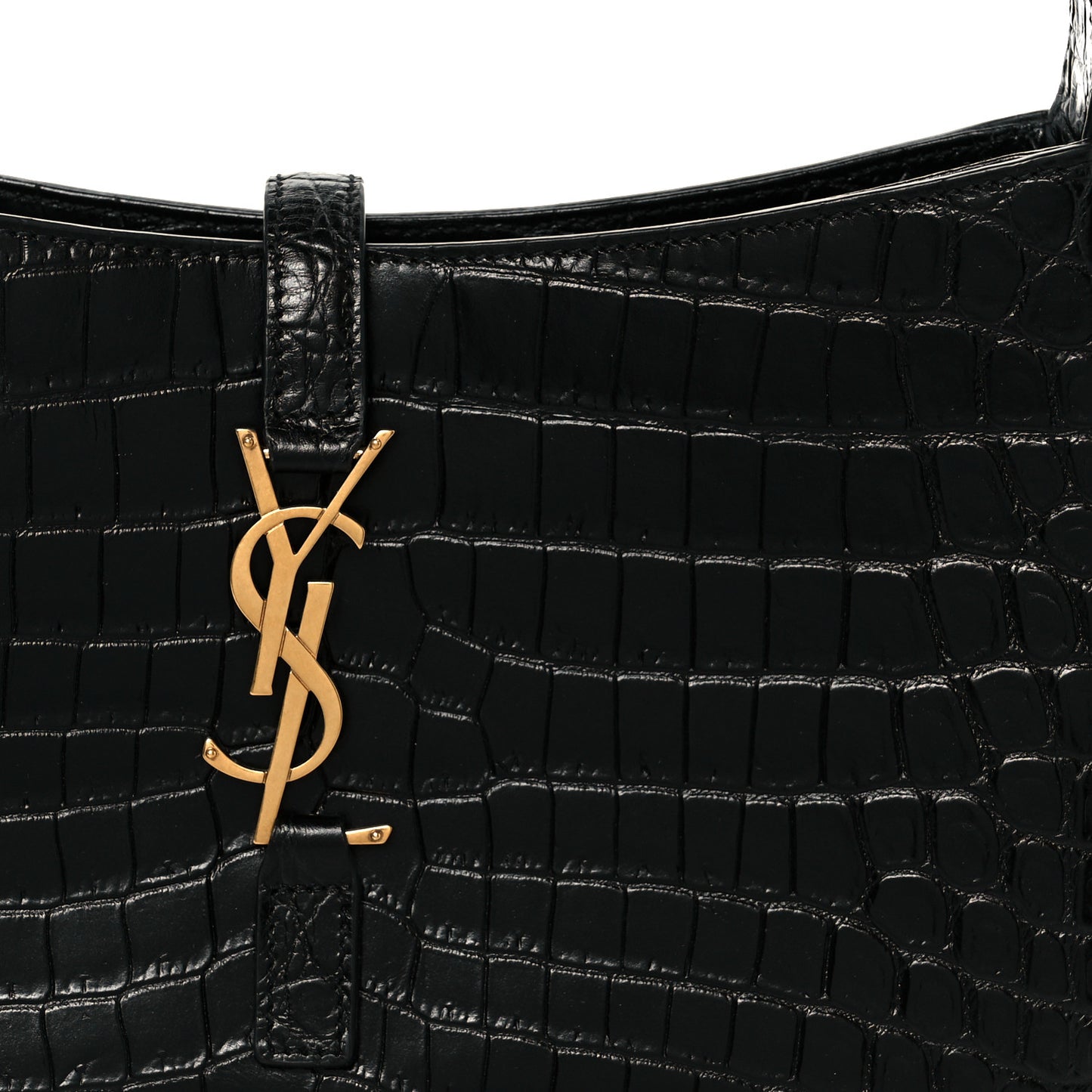 Calfskin Crocodile Embossed Le 5 A 7 Hobo Black