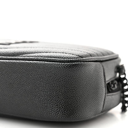 Saint Laurent Grain De Poudre Matelasse Monochrome Monogram Mini Lou Camera Bag Black 10 of 11