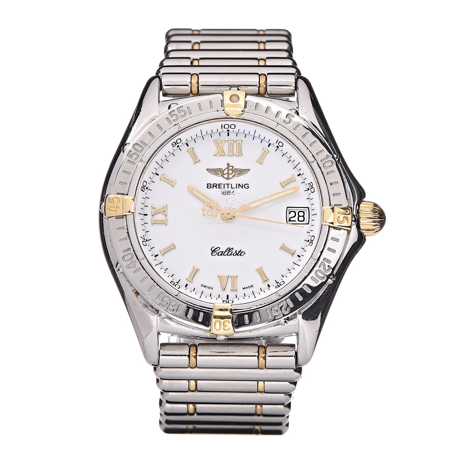 Breitling Stainless Steel 18K Yellow Gold 30mm Callisto Quartz Watch White B64046 1 of 7