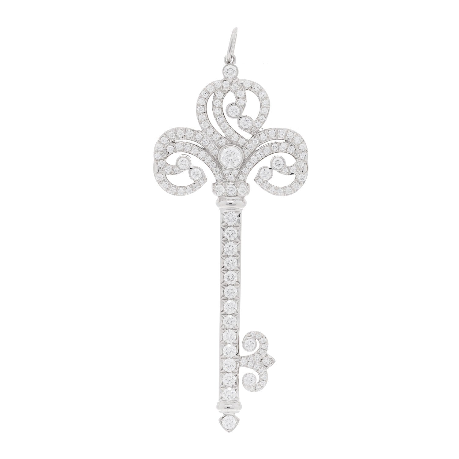 Tiffany Platinum Diamond Enchant Heart Key Pendant 1 of 3