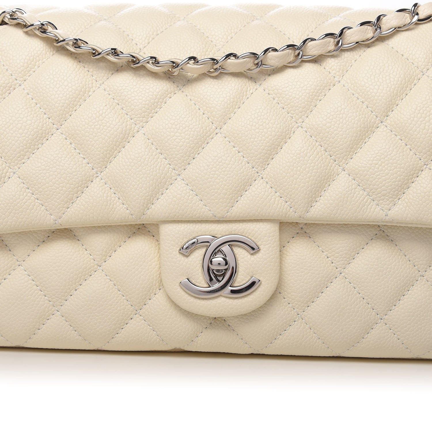 Chanel Caviar Quilted Jumbo Easy Flap Dark White 9 of 10
