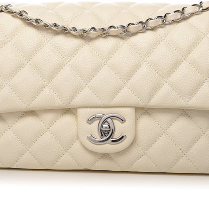 Chanel Caviar Quilted Jumbo Easy Flap Dark White 9 of 10