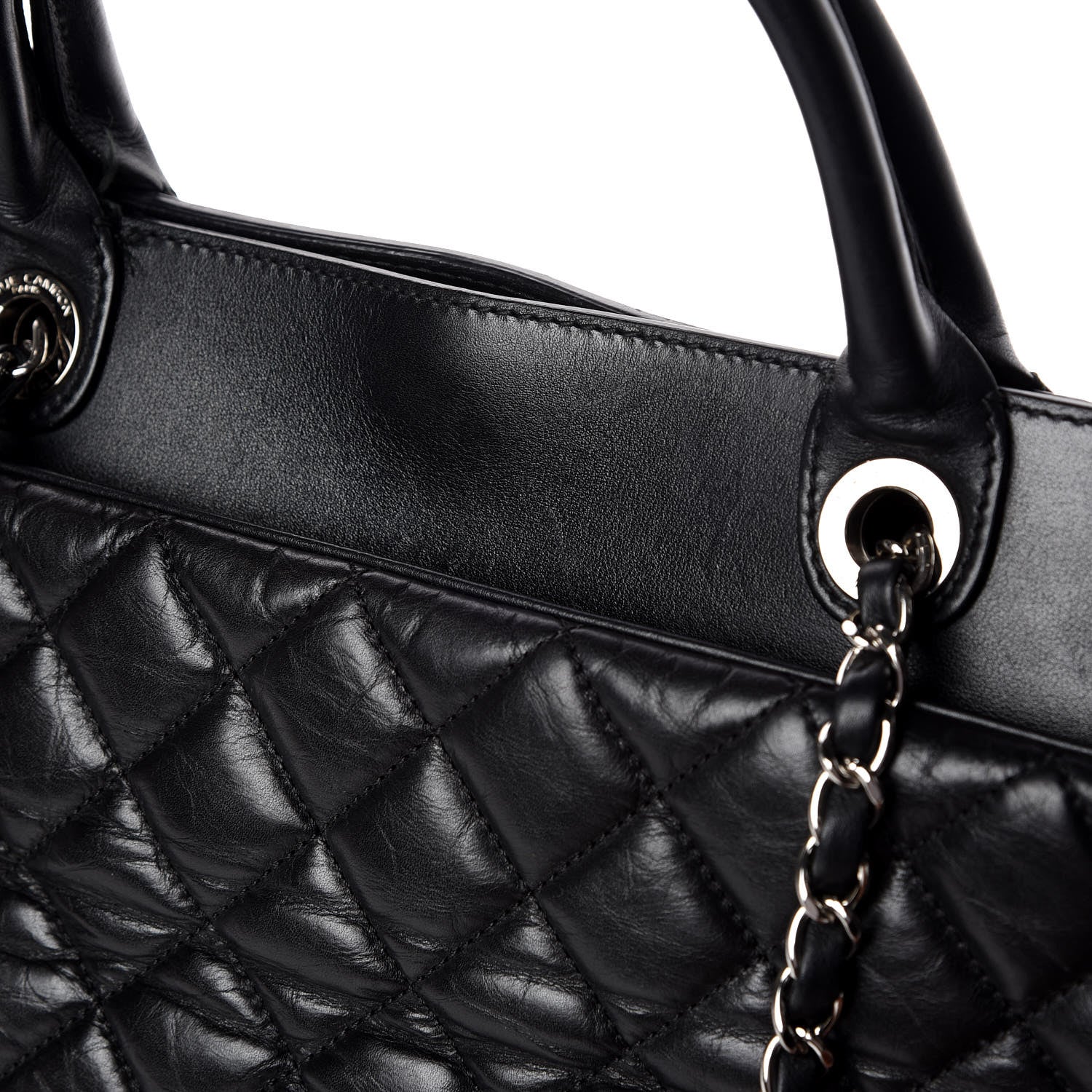 Chanel Aged Calfskin Quilted Be CC Tote Black 18 of 19