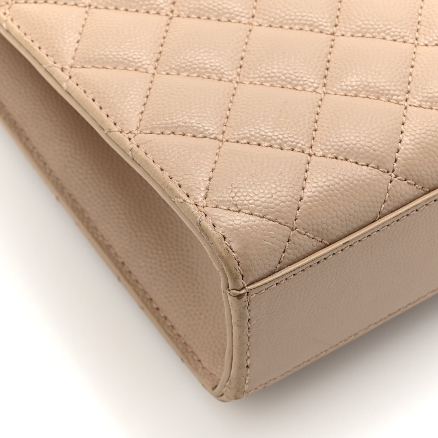 Saint Laurent Grain De Poudre Textured Mixed Matelasse Medium Triquilt Monogram Satchel Dark Beige 14 of 15
