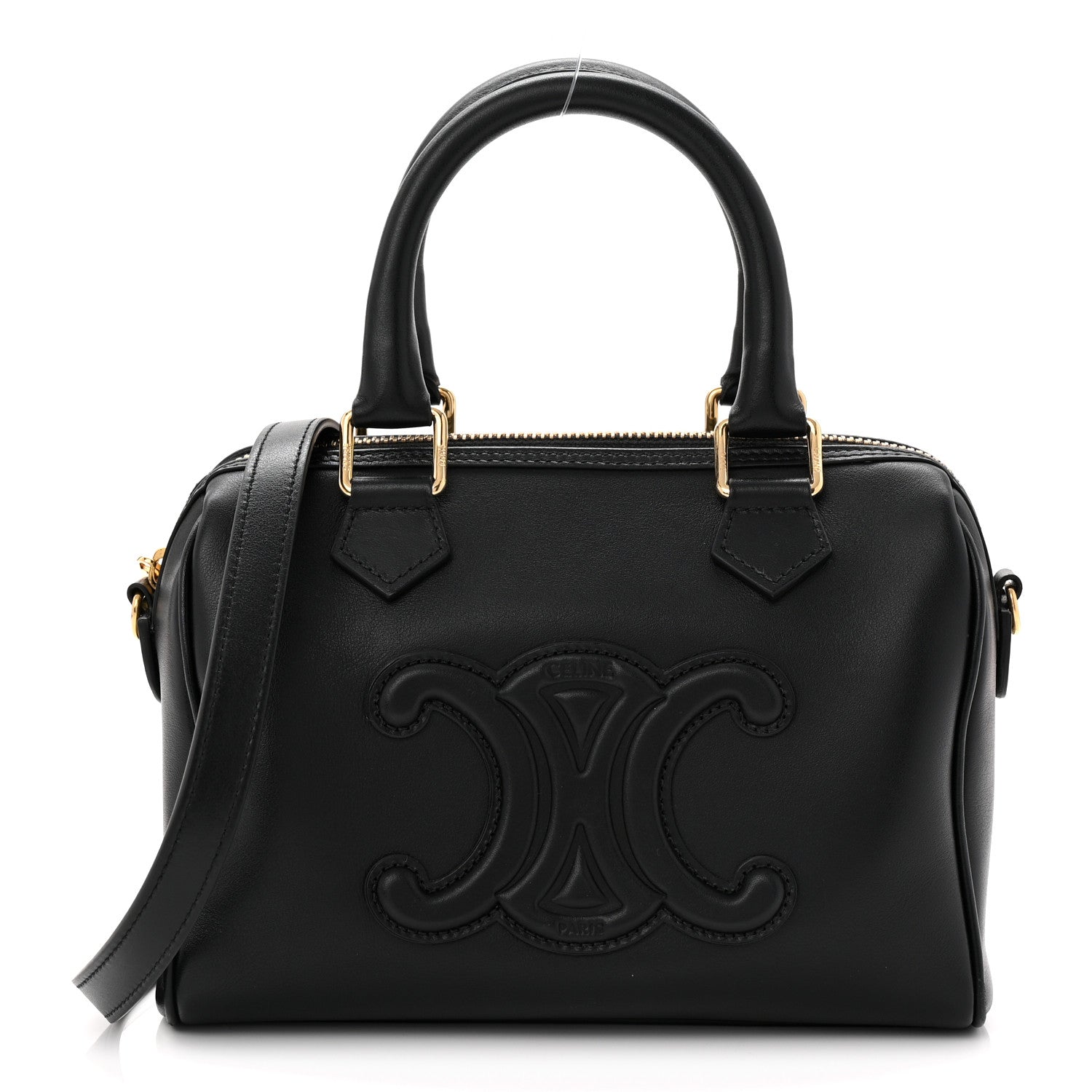 Celine Smooth Calfskin Triomphe Small Boston Bag Black 1 of 11