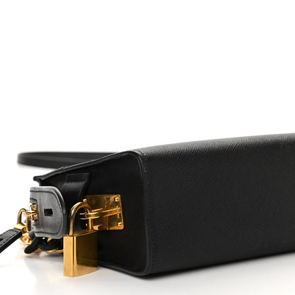Prada Saffiano City Calfskin Esplanade Crossbody Bag Black 8 of 9
